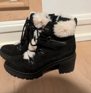 Fur Lined Corduroy Winter Boot Heal